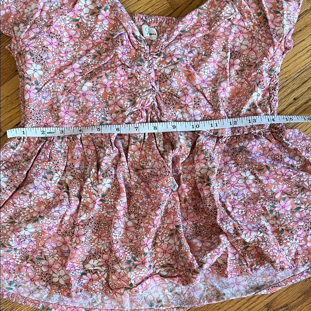 Japna Pink Floral Flutter Sleeve Peasant Top - Picture 4 of 5